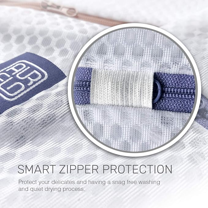 Mesh Laundry Bags for Delicates – 2 XLarge Durable Net with Anti Rust Zipper, Hanging Loop-Garment Safe Wash Bags and Organizer for Washing Machine, Lingerie, Jacket, Bra, Shoes, Sweater, Travel.