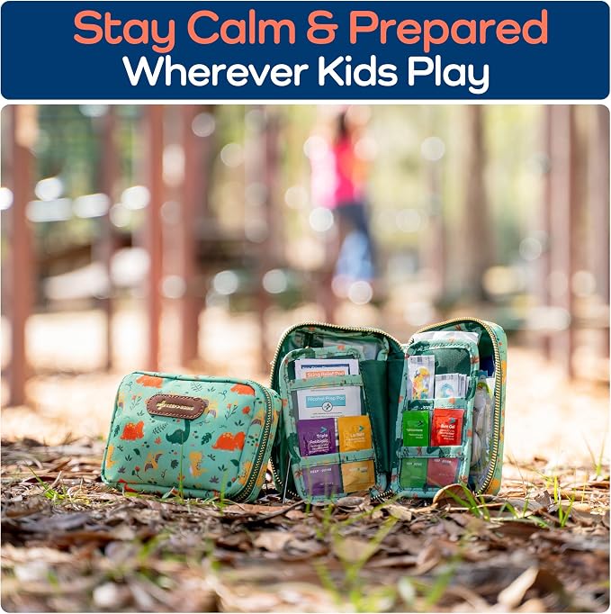 KeepGoing Travel First Aid Kit for Kids, 130 Pc. TSA-Approved Travel Size | Toddler First Aid Kit, Mini First Aid Kit for Car, Home, Purse, Diaper Bag & Backpack, Latex-Free Bandages