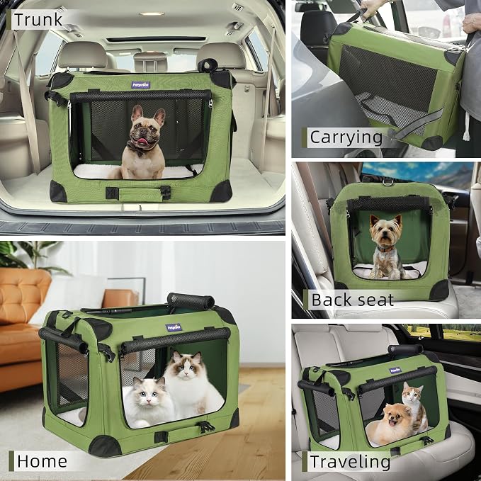 Petprsco Large Cat Carrier for 2 Cats/Small Dogs 24"x17"x17" for Car Travel | Soft Pet Carrier for Large Cats & Small/Medium Dogs, Includes Warm Blanket, Foldable Bowl & Washable Pad, for Long Car Trips