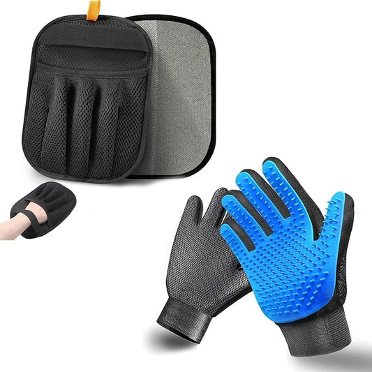 NVNAN 3 PCS Pet Hair Removal Glove and Pet Grooming Glove Kit for Cats & Dogs, Pet Hair Gloves & Dog Washing Gloves ，Reusable Magic Brush Pet Hair Remover Tool for Laundry，Carpet,Car Seat，Couch