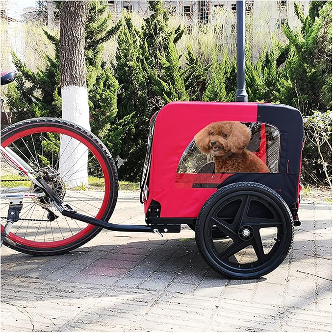 ZeHuoGe Pet Bike Trailer for Small to Medium Pets, Pet Cart Bicycle Wagon,23.62”x17.71” Roomy Cabin, Foldable & Portable, Universal Fit for 20”-29” Bikes