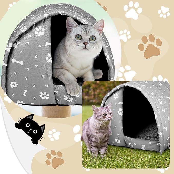 3 Pcs 21.26" x 16.54"x 14.17" Cat Houses for Outdoor Cats Bulk Weatherproof Waterproof Rainproof Foldable Cotton Insulated Feral Dogs Tent Shelter Pet Beds for Warm Outdoor Indoor Garden a 6kg Kitten