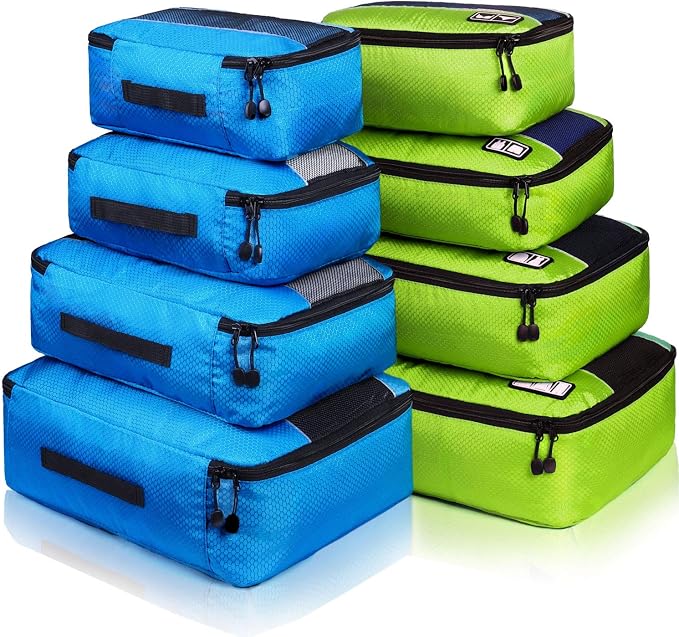 Packing Cubes large Luggage Organizers Bags For Travel Organizing Clothes | Mixed Color 8 Set Suitable family or two-person trips; breathable mesh make easy to sort; durable and convenient to store