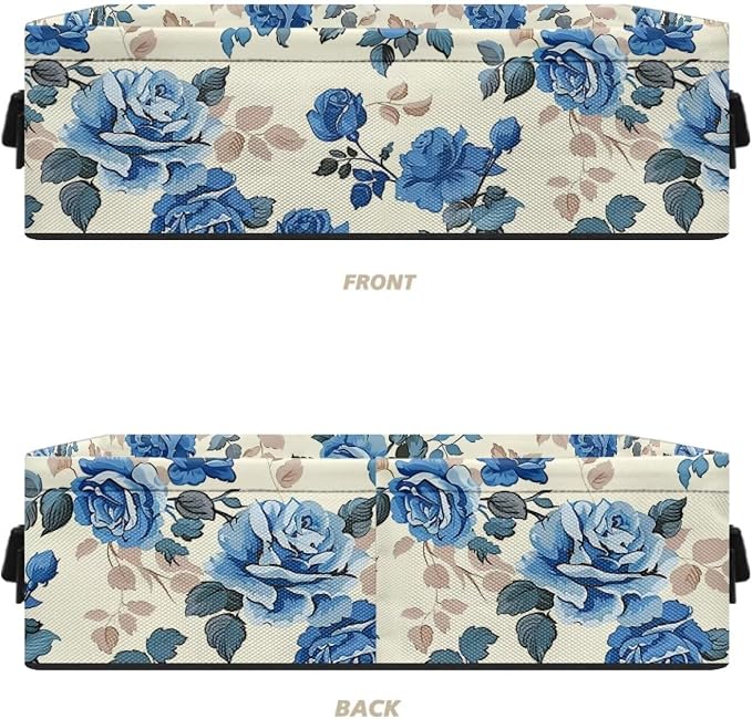Rose Floral Bathroom Basket with Handle, Back of Toilet Paper Basket Decorative Shelf Bins for Toilet Tank Top Countertop, Bathroom Storage Basket Bathroom Accessories