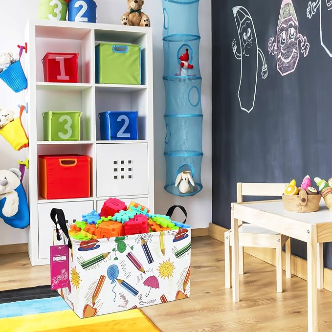 Rectangular Colored Pencil Storage Basket | Gifts Bag for Toys,Books,Clothes,Gifts,Pets-Perfect for Home,Office,Nursery,Dorm,Shelf