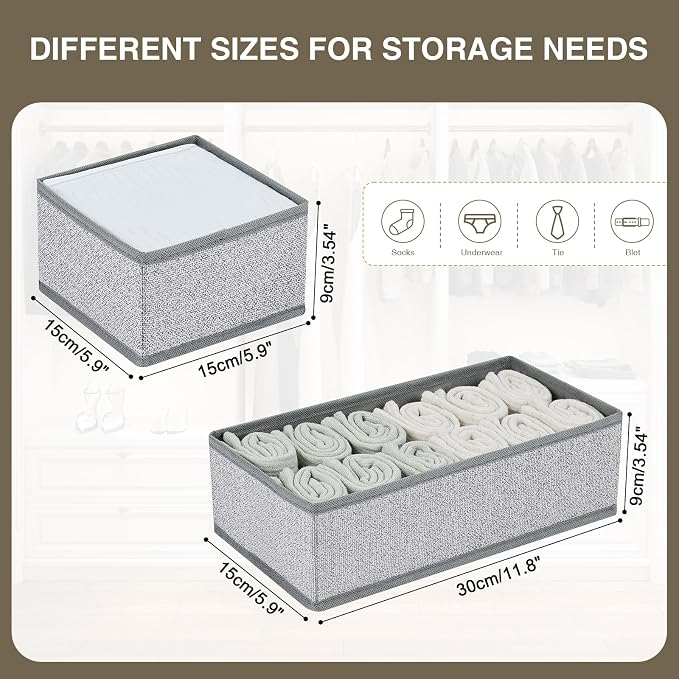 DIMJ Drawer Organizer Clothes, Dresser Organizer For Nursery, Bedroom, Closet, Baby Clothes Organizer and Storage, Foldable Fabric Drawer Dividers for Baby Socks, Belt, Tie (4 Pack, Blended)