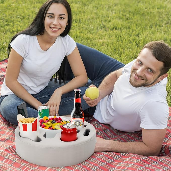 INNO STAGE Couch Cup Holder Pillow | Sofa Caddy Buddy Cupholder Organizer, for Bed Rv Tv Car Man Cave Boat Remote Snacks Drink, Gift for Couch Potato, SilverGrey