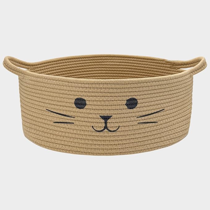 Large Cat Toy Basket, Gift Baskets Empty for Baby Shower,13" x 6" | Boo basket Cute Woven Rope Storage Basket for Home Decor, Baby Baskets for Nursery, Cat Pet toy box, Jute