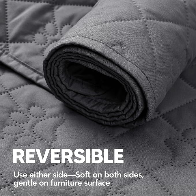 PAWFINITY Waterproof Arm Chair Covers for Dogs, Pet Blanket for Couch | Paw Print Quilted, Hair Resistant, Anti Cat Scratch, Washable Furniture Protector for Single Sofa Cushion, 30x30 Inch, Grey