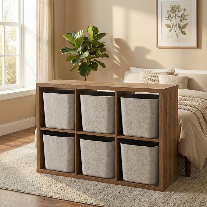 Welaxy Hide Storage Felt Bin Oatmeal Shelf Basket Cubic Container Closet
