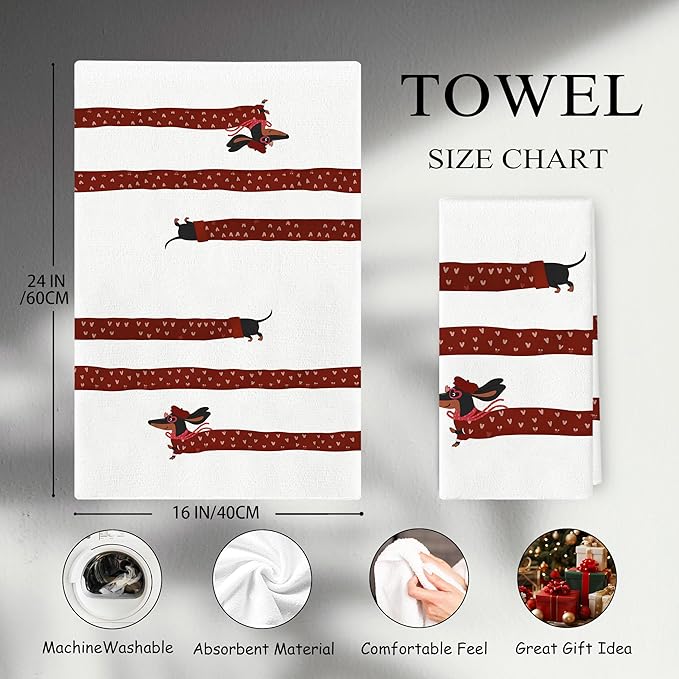 Funny Dachshund Kitchen Towels - Dachshund Dog Gifts for Dog Lovers Women, Cute Wiener Dog Dish Towels Dishcloths for Kitchen Bathroom Decorative 16x24 Inch