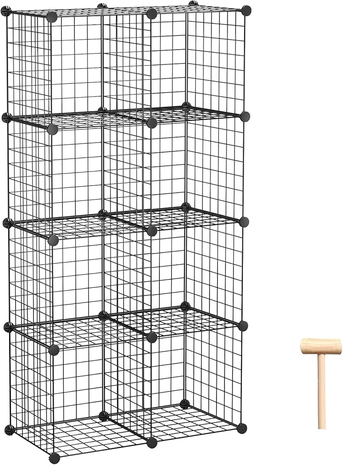 C&AHOME Wire Cube Storage, 8-Cube Organizer Metal C Grids Storage, Storage Bins Shelving, Modular Book Shelf, DIY Closet Cabinet Ideal for Living Room, Home, Office 24.8" L x 12.4" W x 48.4" H Black | Storage Bins Shelving, Modular Shelves, DIY Closet ...