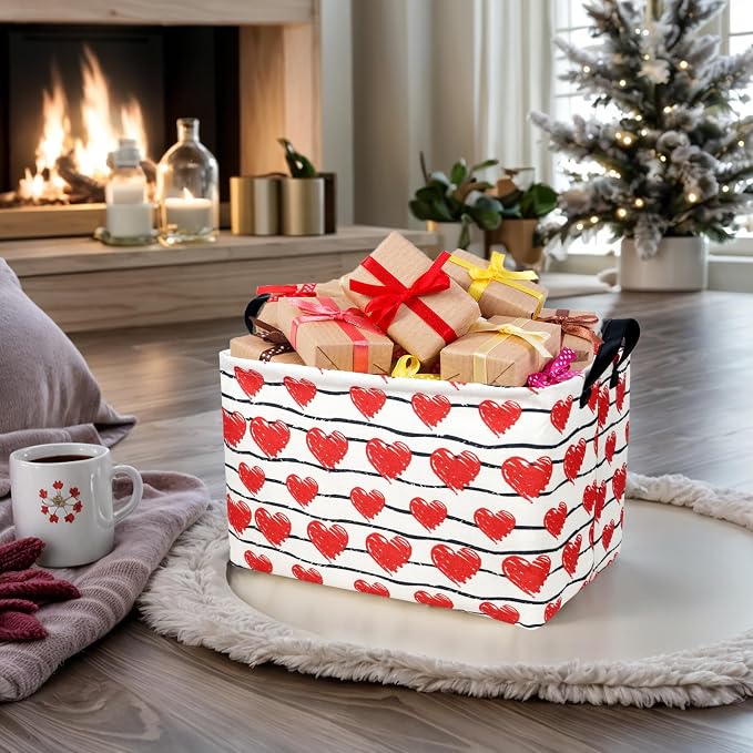 Valentine's Day Basket Gift for Empty Cute Heart Large Storage Bin for Kid and Baby Room Décor (Red Love)