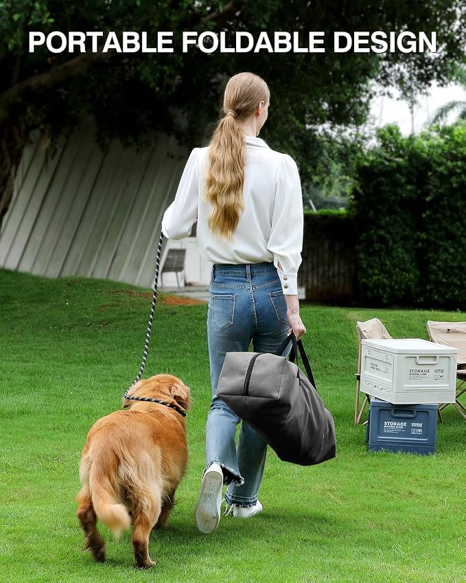 Veraste 30" Soft Collapsible Travel Dog Crate for Medium Dogs,Grey | 4-Door Foldable Travel Crate,breathable mesh, foldable with storage bag