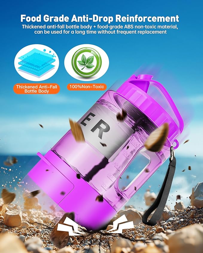 Dog Water Bottle Portable - 77 oz Dog Water Bottle with Bowl Leak Proof, 2 in 1 Pet Travel Cup Suitable Outdoor, Camping, Walking, Beach, Hunting, Large Pet Gear for Dog Lovers （Purple）