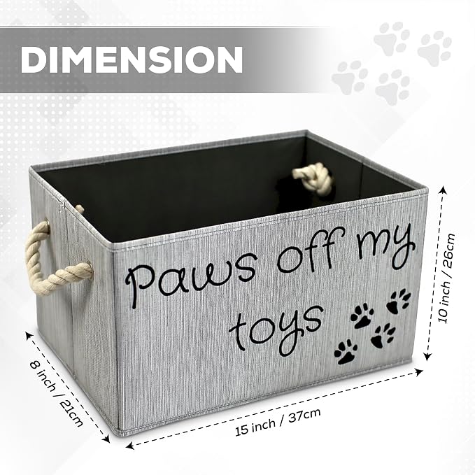 Storage Bin for Dog Toys | Medium size dog toy storage | Dog Toy Organizer for Chew Toys, Balls, and More | Toy Storage Bins for Dogs | Permanent Ink printed lettering
