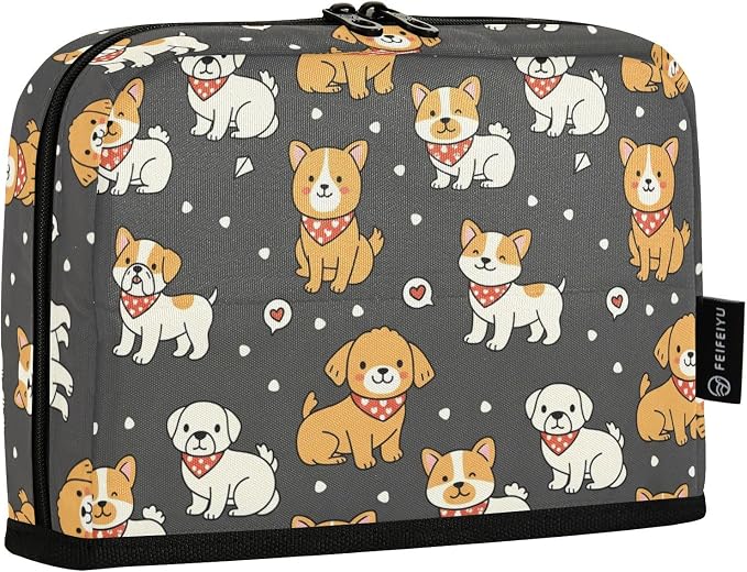 Emelivor Cute Pets Dogs Black Pattern Large Capacity Pencil Case Stand Up Pencil Pouch for School Office Aesthetic Pen Organizer Bag with Pockets Portable Stationery Bag for Teens Adults Kids