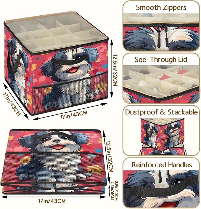 TropicalLife Lovely Pet Dog Shoe Organizer for Closet | Foldable Shoe Storage Box Bin 16-32 Pair Shoe Storage for Sneakers, Boots & Heels with Adjustable Dividers, Clear Cover