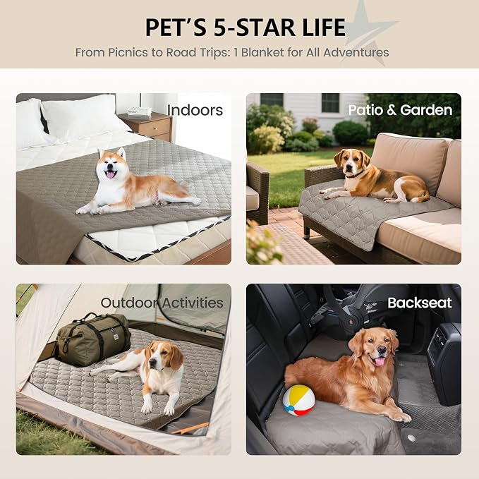 gogobunny 3X Stronger Waterproof Pet Blanket, Scratch Proof Furniture Protector for Dogs Cats, Reversible Cover 30x90 Inch, Dark Stone