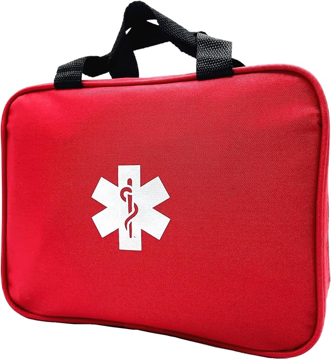 Red First Aid Bag Empty Travel Rescue Pouch First Responder Storage Medicine Emergency Bag for Car Home Office Kitchen Sports Outdoors (Red QZB)