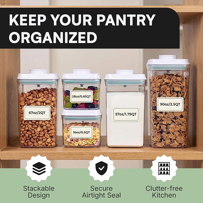 Bop Top Airtight Food Storage Containers | Pop-Top Lid | 3.5 Cups / 28 Oz | kitchen canister set, for flour, sugar, snacks, pasta, baking