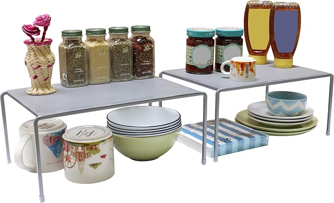 Deco Brothers Expandable Cabinet Shelf Organizer for Kitchen & Counter | Gray