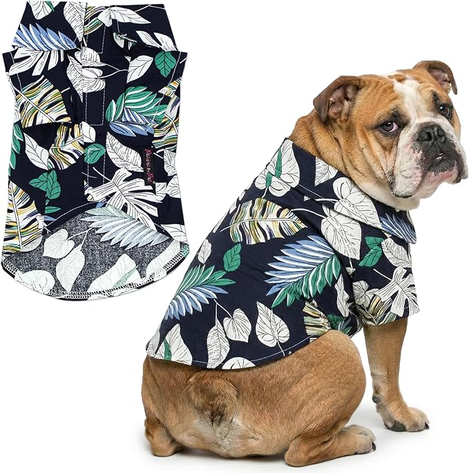 Parisian Pet Palm Leaves Dog Shirt - Cotton Clothes for Large Dogs - Stylish Tropical Dog Outfit - Lightweight and Soft Puppy Clothes - Trendy Tshirts for Dogs - Comfortable Summer Camp Pet Apparel