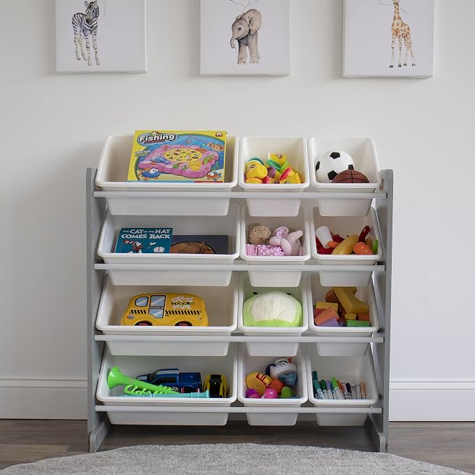 Humble Crew Kids Toy Organizer with 12 Bins, 4 Tier Storage for Playroom