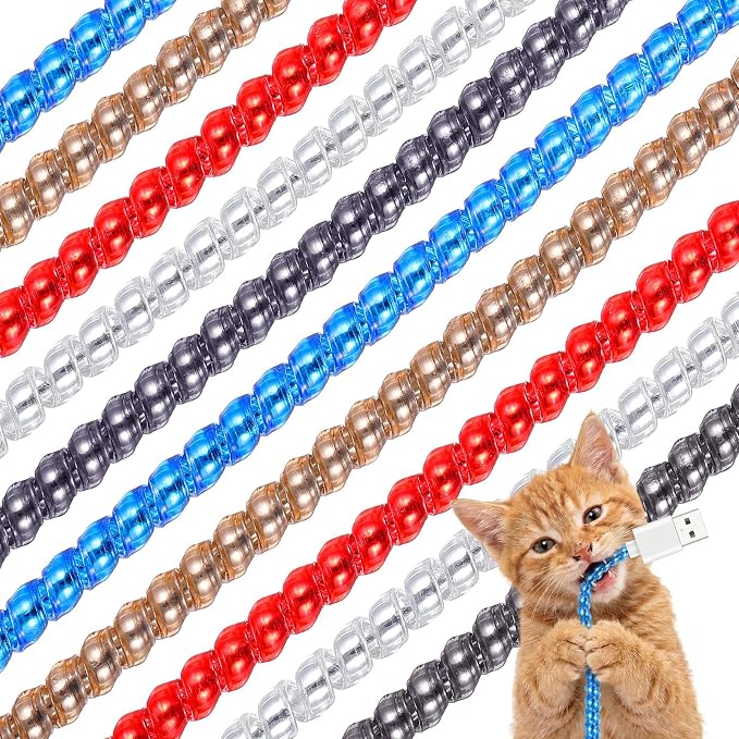 Friends 10 Pcs Cord Protectors from Pets No Chew 43.3'',Cool Colors | Spiral Cable Protector, Phone Charger Cover, Data Cable Protective Sleeve Chew Proof, USB Wire Cover Stylish, Cat Dog Rabbit