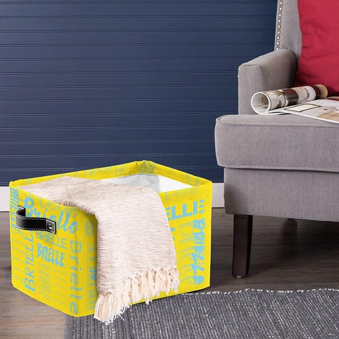 Personalized Storage Bins with Name Custom Kids Storage Basket Cubes Organizer with Handles for Organizing Boys and Girls Toys Shelf Closet Nursery Baskets Boxes, 1 Pack