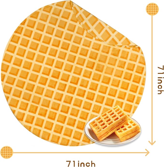Bnuitland 71 Inches Waffle Funny Blanket, 300 GSM Double Sided Giant Novelty Realistic Food Blanket for Adults and Kids, Super Soft Flannel Throw