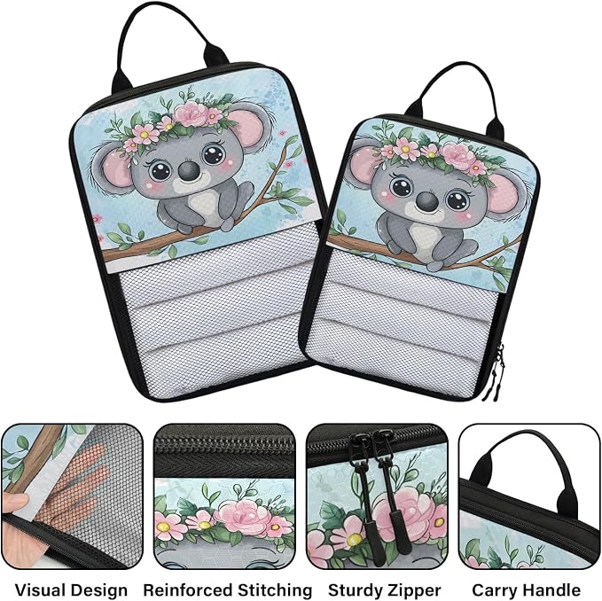 Koala 6 Set Compression Packing Cubes Animal Expandable Packing Organizer for Travel Accessories Luggage Suitcase Bag