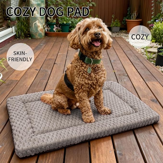 Dog Bed Mat - Dog Crate Pad - Reversible Mat for Pet Comfort - Soft Bed Crate Pads for All Seasons - Durable, Machine Washable Mat for Crates, Travel, and Home (Light Gray, 24" L*18" W*1.5" Th)