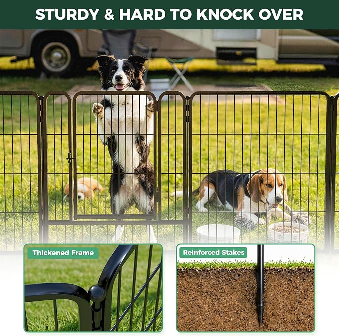 FXW Rollick Dog Playpen with RV Step Grid for RV Camping, 32" H, 16 Panels | Easy Setup & Sturdy, Blocks RV Stair Gaps, Fits RV Steps up to 26"W, For Small & Medium Dogs, Patented