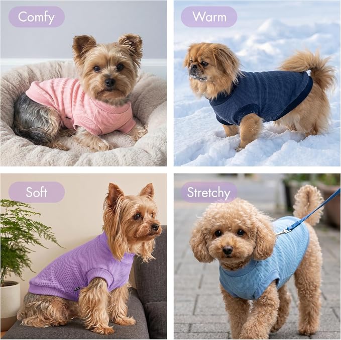 2 Pack Dog Shirt for Small Supplies Functional Waffle Dog Clothes Warm Soft Sweatshirt Outfit for Dogs Cats Pet Apparel