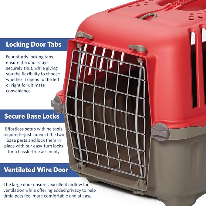 Midwest Homes Spree Travel Carrier 24-Inch Hard-Sided Dog & Cat | Hard-Sided Pet Carrier, Steel Door, Ventilated Design, Locking Tabs, Easy Assembly