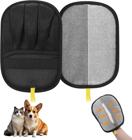 Pet Hair Removal Glove,Five Finger Reusable Cat Dog Hair Remover Electrostatic Gloves,Double Sided Grooming Mitt for Couch, Bed, Furniture, Carpet, Curtain, Clothes