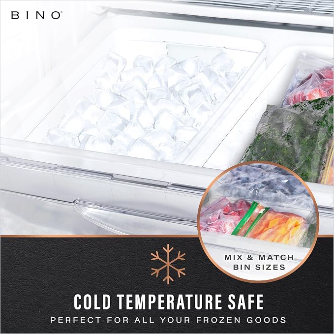 BINO | Plastic Storage Bins, X-Small - 15 Pack | THE LUCID COLLECTION | Multi-Use Built-In Handles BPA-Free Clear Storage Containers | Fridge Organizer | Pantry & Home Organization