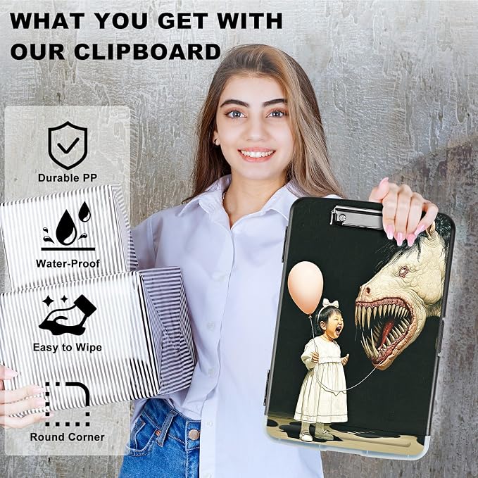 A4 Clipboard with Storage Pen Holder, Clipboards Organizer Nursing Clipboard Foldable File Folder Plastic Clipboard Folio Clip Board for Office Work Classroom Doctor, Girl Horse