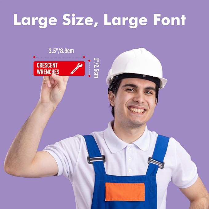 90 PCS Magnetic Toolbox Labels, 82 Pre-Printed & 8 Blanks Large Size Tool Chest Organizer Labels Strong Magnetic & Easy to Read Printing Fits All Brands of Steel Tool Box Drawers (Red, 3.5” x 1”)