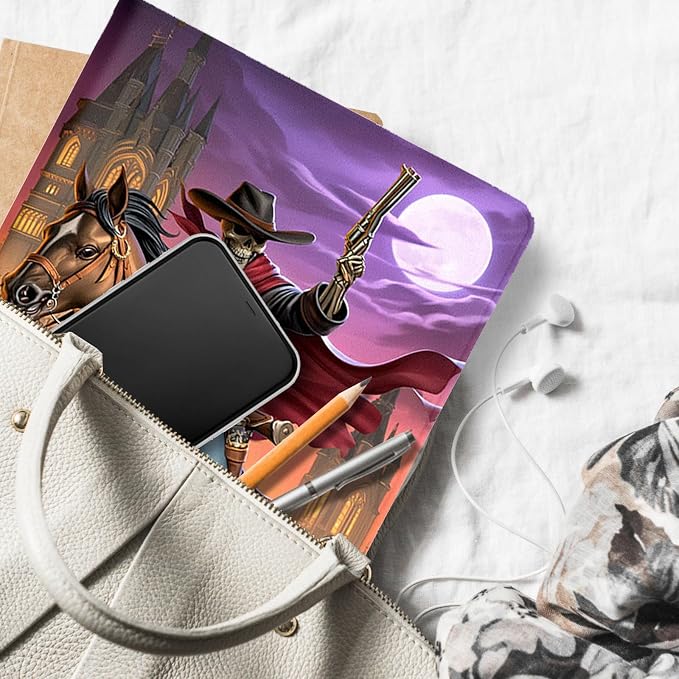 for Microsoft Surface Pro X/Pro X Plus-13 2019/2020/2021/2024 Tablet Case,Auto Wake/Sleep,Adjustable Stand Protective Cover - Skeleton Cowboy Horse