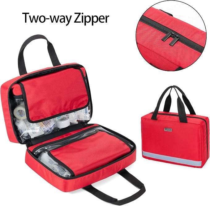 Trunab Small First Aid Kit Bag Empty Portable Emergency Kits Trauma Bag,Red | Medical Pouch Ideal for Car, Home, Camping and Hiking,Bag Only