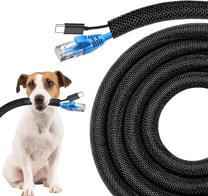 Secbolt Cord Protectors from Pets No Chew, 10FT - 3/8 Inch, Black | Durable Cord Covers for Pets, Bite-Resistant Wire Protector for Cats, Dogs, Rabbits