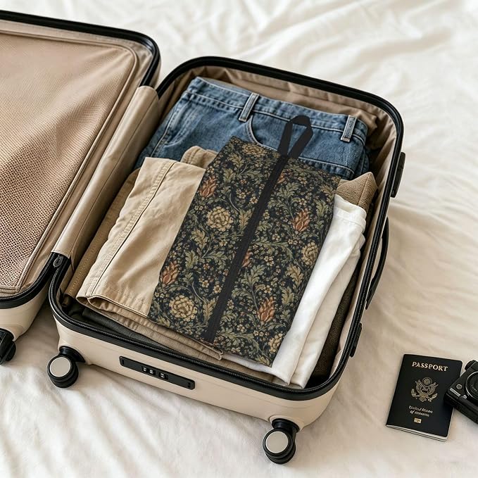 Morrisstyle Victorian Floral Travel Shoe Bag for Men & Women, Waterproof Shoe Storage Organizer with Zipper, Portable Shoe Pouch for Sneakers, Heels, Sandals, Gym & Travel Luggage 2PCS