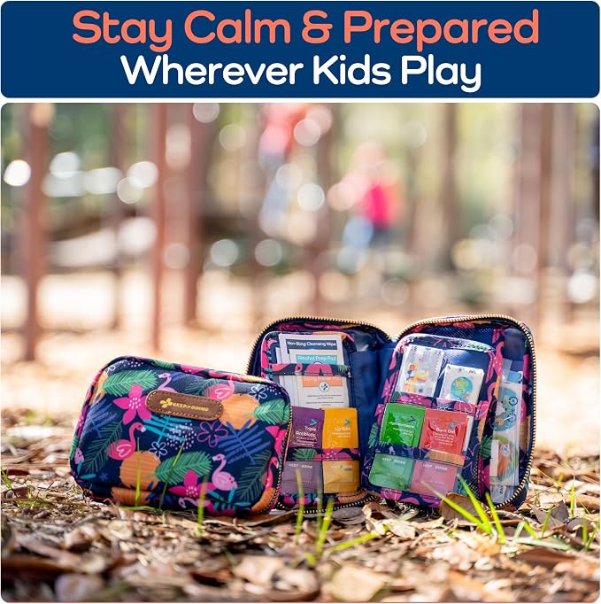 KeepGoing Travel First Aid Kit for Kids, 130 Pc. TSA-Approved Travel Size | Toddler First Aid Kit, Mini First Aid Kit for Car, Home, Purse, Diaper Bag & Backpack, Latex-Free Bandages