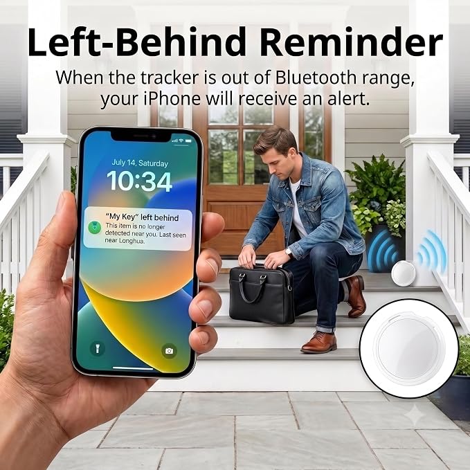 2 Pack Tracker Tags Item Finders for Apple Find My [MFi Certified] iOS Only | Waterproof Bluetooth Key Locator Replaceable Battery Worldwide Tracking Devices for Keys Wallets Bags Luggage Pets Dogs Cats