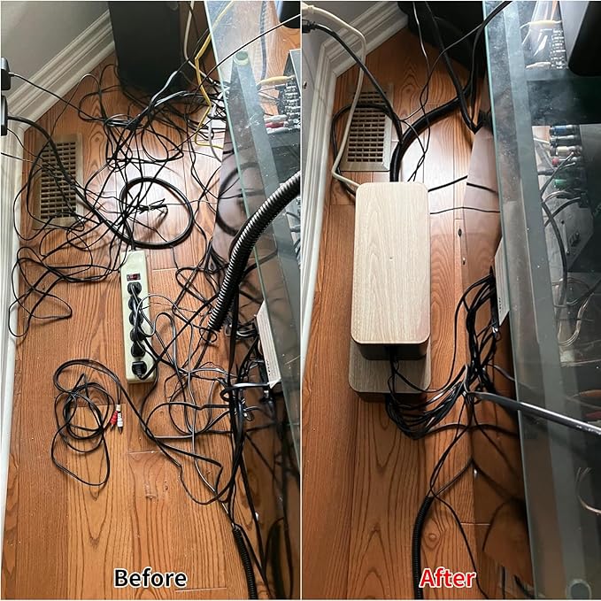128PCS Cable Management Box 3Pack Cable Management Kit for Power Strip to Hide Wires,Cord Hider Boxes,Cord Box Safe ABS Material Wire Organizer of Cable Clips Sleeve for Home & Office, Black