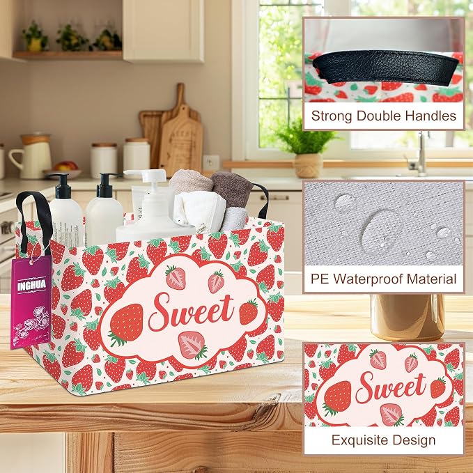 Rectangular Strawberry Storage Basket | Gifts Bag for Toys,Books,Clothes,Gifts,Pets-Perfect for Home,Office,Nursery,Dorm,Shelf