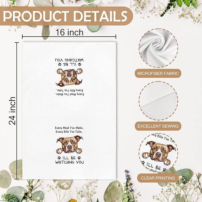 Funny Pitbull Pit Bull Dog Kitchen Towels Accessories Decor, Pitbull Pit Bull Dog Mom Gifts for Pitbulls Lovers Women Men Owner, Every Meal You Make Dish Hand Tea Towels for Kitchen,16x24Inch