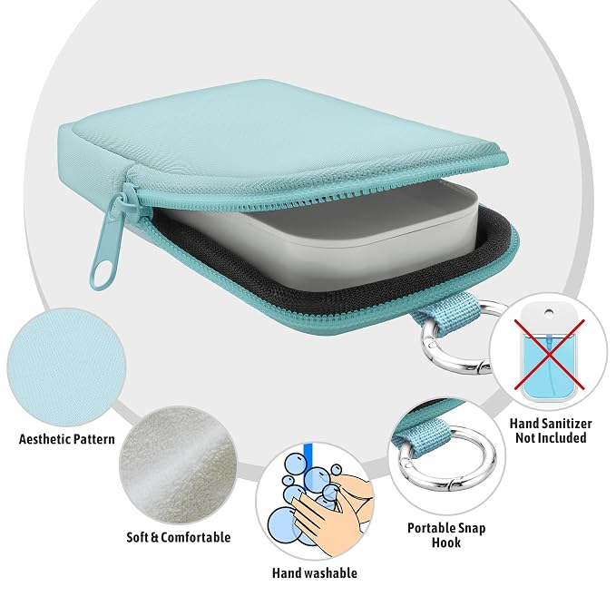 Hand Sanitizer Holder, Mint Blue Spray Case Zippered Pouch | Keychain, Travel Size, Cute Fashion Accessory with Snap Hook, for Glow Mist and Power Mist 1FL OZ, Mini Small Pocket Clip on
